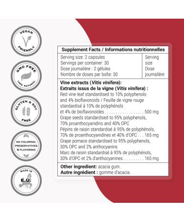 Supersmart Triple Vino Circulation (High Potency) - 3-in-1 Formula - Red Vine Leaf Extract - with Grape Seed & Marc | Vegan & Gluten Free - 60 Veg Capsules - Buy Online on GoSupps.com
