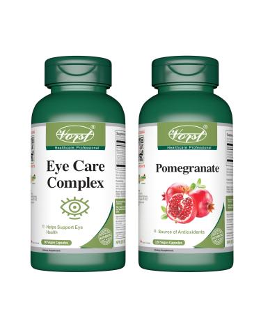 VORST Eye Care Complex 90 Vegan Capsules & Pomegranate Extract 120 Vegan Capsules (Combo Bundle 2 Bottles)