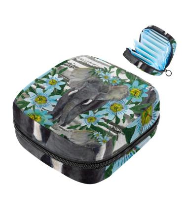 Portable women's binding-up bags menstrual cup bags feminine menstrual insert pocket for teenage girls tampons for the first period art elephant blue flowers multicolored 04