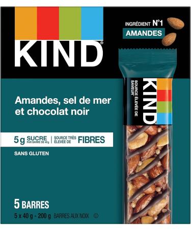KIND Fruit & Nut Almond Sea Salt & Dark Chocolate Gluten Free Low Sugar 1.4 Ounce 5 Count Sea Salt Dark Chocolate - Buy Online on GoSupps.com