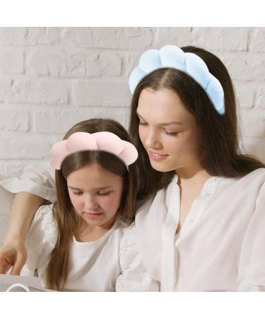 NorthEarth Spa Headband for Women 2 Pack - Sponge & Terry Cloth Fabric Headband for Skincare, Makeup Removal & Shower - Pink & Blue - Buy Online on GoSupps.com