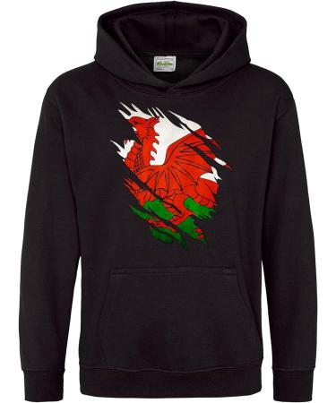 Wales Rugby Torn Baby Hoodie - Wales Flag Welsh Gift for Toddler | 5-6 Years Red - Buy Online on GoSupps.com