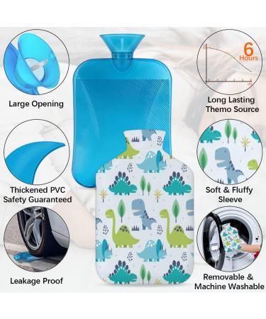 Cute Dinosaur Hot Water Bottle with Fluffy Cover 2L Capacity for Kids & Adults | Cozy Nights & Pain Relief - Buy Online on GoSupps.com