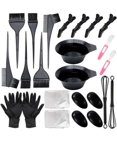 26 Pcs Hair Coloring Tools Coloring DIY Beauty Salon Tool Kit Hair Dye Coloring Kit Hair Dye Color Brush and Bowl Set Disposable Hair Shawl Brush Comb Hair Tinting Bowl Dye Brush Ear Cover Gloves 26 Count (Pack of 1)