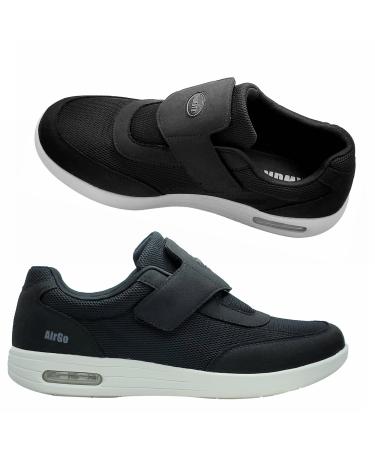 KWUKOTY Men's Diabetic Shoes | Adjustable Sneakers | Lace-Free | Plantar Fasciitis/Edema/Swollen Feet/Bunions | Wide Size 7-12 8.5 Wide Black