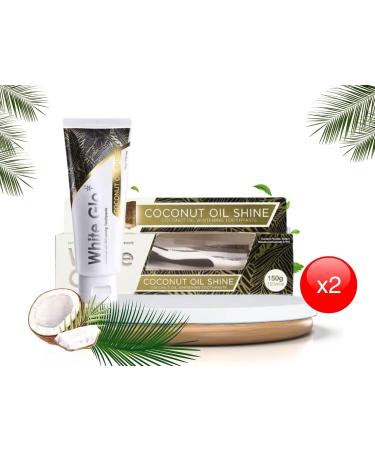White Glo Coconut Toothpaste 150g (Pack of 2) with 50 Sanitary Floss Sticks - Buy Online on GoSupps.com