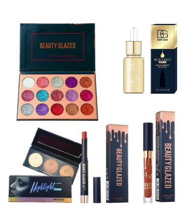 Make-up set 15 colors pressed glitter-light shadow palette matte edition Texturated eyeshadow palette 24k gold infused beauty oil matter lipstick