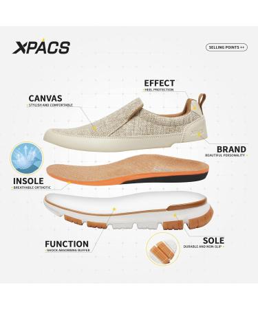 XPACS Men's Casual Arch Support Walking Shoes - Comfortable Loafers for Plantar Fasciitis Relief - Orthopedic Fashion Sneakers for Heel Pain - Beige, Size 10.5 W4 - Buy Online on GoSupps.com