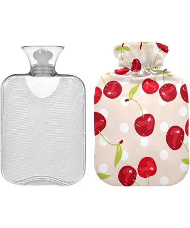 NAANLE Polka Dot Cherry Berries Heat Bottle | 2L Transparent Hot Water Bottle for Pain Relief & Therapy Large Size for Bed & Hand/Foot Use - Buy Online on GoSupps.com