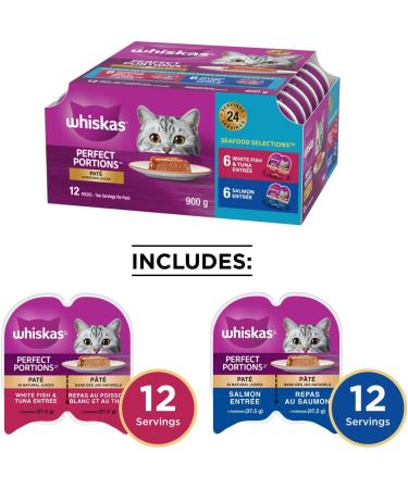 WHISKAS Perfect Portions Seafood Selections Adult Wet Cat Food Pat 12x75g Tray - Buy Online on GoSupps.com