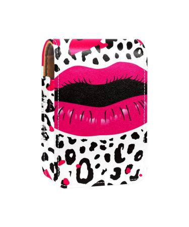 Travel Lipstick Organizer Case Lipstick Case Portable Makeup Bag With Mirror Contemporary Abstract Leopard Kiss F551y1lbyl