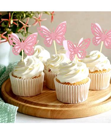 yueton 24PCS 3D Butterfly Cupcake Toppers Double Layers Glitter Butterfly Cake Toppers Cake Decorations Butterfly Cupcake Picks Cocktail Picks for Theme Party Birthday Wedding Baby Shower Supplies - Buy Online on GoSupps.com