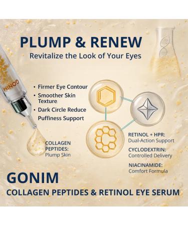 GONIM Eye Gel with Caffeine & Niacinamide Hydrating Under Eye Gel Serum with Collagen Peptides & Retinol for Fine Lines Dark Circles and Puffiness Reduce Wrinkles Hydrating Gel Base 0.34oz/10ml - Buy Online on GoSupps.com