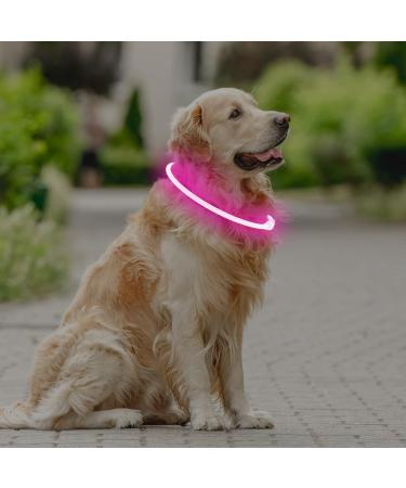 Coolzon LED Light Neck Band Dog Collar - Waterproof & Adjustable - 3 Modes Super Bright for Small to Large Dogs & Cats - Pink - Buy Online on GoSupps.com