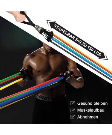 Premium Resistance Bands Set - 5 Stackable Exercise Bands Loop Bands Core Sliders & Accessories for Complete Workouts - International Shipping Available - Buy Online on GoSupps.com