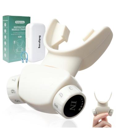 Bodyssey Adjustable Respiratory Trainer Handheld Breathing Exercise Device with Dual Mouthpieces Independent Resistance Settings for Enhanced Breathing Techniques (Ivory White)
