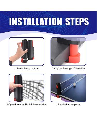 Neobadge Retractable Table Tennis Net - Clampable on Any Desktop (Red/Black) - Fits Tables <6ft Long & <1.8in Thick - Buy Online on GoSupps.com