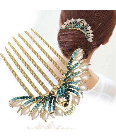Bridal Wedding Hair Comb Rhinestone Plug Comb Hairpin Hair Simple Bridal Headdress for Women and Girls 8.5x9cm Green - Buy Online on GoSupps.com