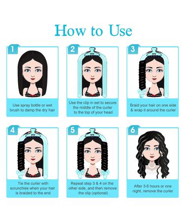 Silk Ribbon Heatless Hair Curler for Women | Overnight Long Hair Styling Tools | Heatless Curling Rod Headband with Scrunchies Clips (Black/Blue) - Buy Online on GoSupps.com