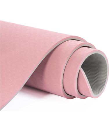 UMINEUX 1/3'' Extra Thick Non Slip Yoga Mat for Women - Eco Friendly TPE Fitness Mat - 72 x 24 - Parfait Pink & Gray - Buy Online on GoSupps.com