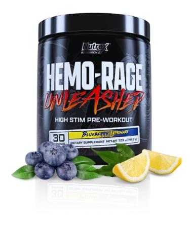 Nutrex Research Hemo-Rage Extreme High Stim Pre Workout Powder | Insane Lasting Energy Focus Endurance & Pump Booster Preworkout Supplement | Blueberry Lemonade 30 Servings