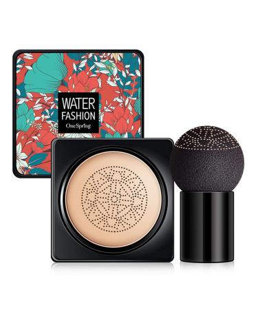 Mushroom Head Air Cushion for Women Girls Natural Moisturizing Oil Control Concealer Facial Blemish Concealer Foundation Foundation CC Cream (Natural)