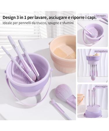 Buy MSQ 3-in-1 Foldable Makeup Brush Cleaning Mat & Storage Bowl - Silicone Cleaner for Brushes & Sponges - Purple - Buy Online on GoSupps.com