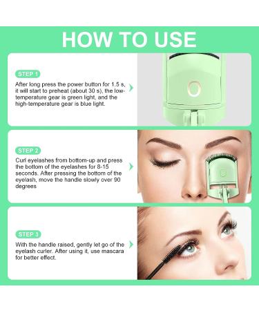 Heated Eyelash Curler | USB Rechargeable | 2 Heating Modes | Green - Buy Online on GoSupps.com