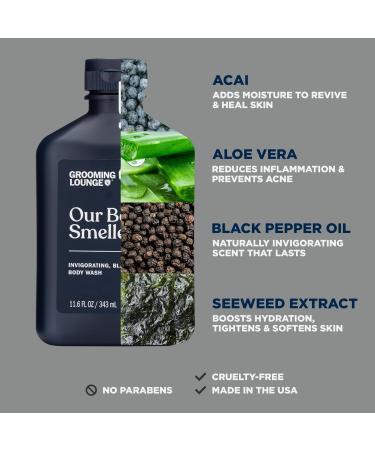 Grooming Lounge Best Smelling Kit All Natural Body Wash and Gel Signature Cologne Invigorating Black Pepper Scent Gift Set Value Kit  - Buy Online on GoSupps.com