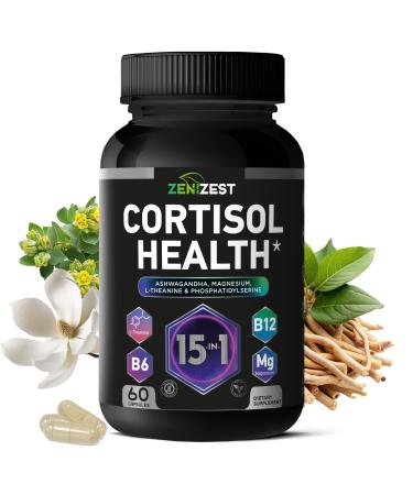 Cortisol Detox Supplement for Women Men - Control & Lower High Cortisol Level - Adrenal Health Balance Cleanse Sleep Stress Support - Magnesium Ashwagandha L-Theanine Cortisol Blocker Reducer 60 Count (Pack of 1)