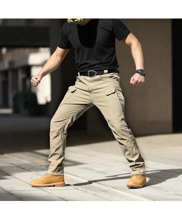 Shop Wide Cargo Vose Men's Outdoor Stretch Overalls - Loose Soft Rain-Resistant Pants with Large Side Pockets in Khaki - Buy Online on GoSupps.com