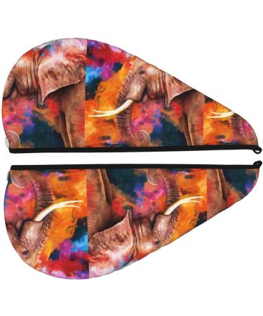 Hair Towel Wrap: Quick-Dry Turban for Easy Hair Drying - Elephant Oil Painting Design - Buy Online on GoSupps.com