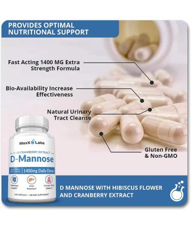 Fast Acting 1400mg D-Mannose Capsules with Cranberry Extract for UTI Relief - Gluten-Free & Non-GMO - Buy Online on GoSupps.com