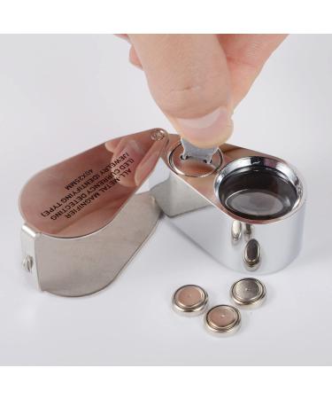 Delixike 40X Full Metal Illuminated Jewelry Loop Magnifier with LED Light - Silver | Pocket Folding Magnifying Glass for Jewelers and Currency Detection - Buy Online on GoSupps.com
