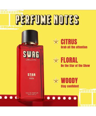 Luxury Men Swag Star Eau De Parfum Liquid Perfume With Bergamot Tonka Jasmine & Lily|Woody & Musky Premium Long Lasting Fragrance Scent 100Ml (3.38 fl.oz) - Buy Online on GoSupps.com
