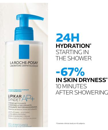 La Roche-Posay Body Wash Lipikar Syndet AP+ Anti-Itch Body Wash For Eczema-prone Skin with Shea Butter & Niacinamide Fragrance Free Suitable for Sensitive Skin 400ml 400mL Pack of 1 - Buy Online on GoSupps.com