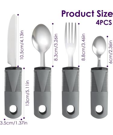Easy Grip Cutlery Set of 4 - Disability Aids for Disabled Hands - Large Wide Handle - Ideal Dining Aid for Elderly & Arthritis - Gray - Buy Online on GoSupps.com