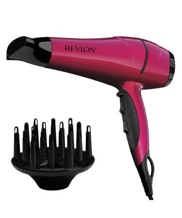 Revlon RVDR5191F Ionic Technology Ceramic Hair Dryer with Diffuser Ionic 3 Heat/2 Speed Settings Powerful Fast Drying Less Frizz Pink