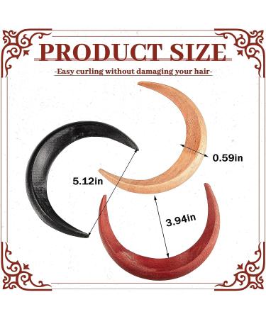 3 Pcs Moon Hair Fork & Hairpin Set | Hand Carved Wooden Moon Barrettes for Women | Lightweight Hair Styling Accessories in Red, Black, and Wood Color - Buy Online on GoSupps.com