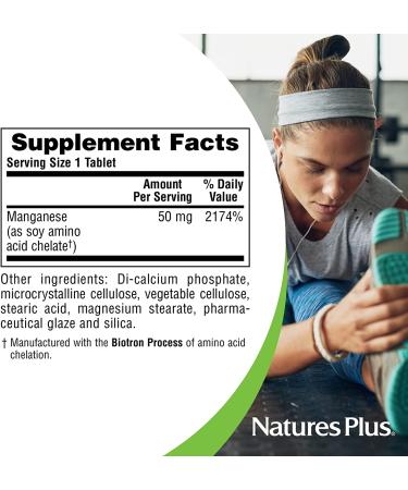 Nature's Plus Manganese 50 mg - 90 Tablets for Optimal Health - Buy Online on GoSupps.com