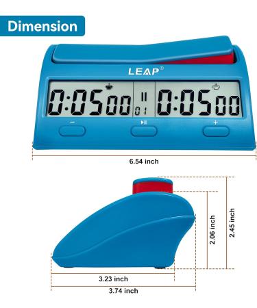 LEAP Advanced Digital Chess Timer with 7 Timing Modes - Blue - Buy Online on GoSupps.com
