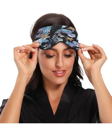 Light Blocking Sea Animals Sleep Mask - Watercolor Manta Ray Jellyfish Eye Cover for Work Travel & Naps | Soft Adjustable Blindfold for Men & Women - Buy Online on GoSupps.com