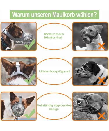 Breathable Mesh Dog Muzzle - Adjustable for Small Medium & Large Dogs | Prevents Biting Chewing & Barking - Gray (M) - Buy Online on GoSupps.com