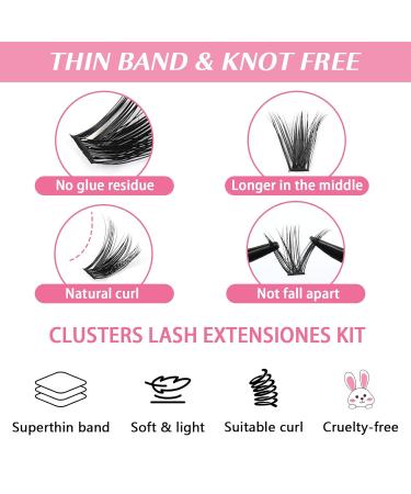 Poiuyoiu 40D False Eyelash Extensions | Reusable Cluster Lashes 8-16mm | Wispy Individual Eyelashes DIY - Buy Online on GoSupps.com
