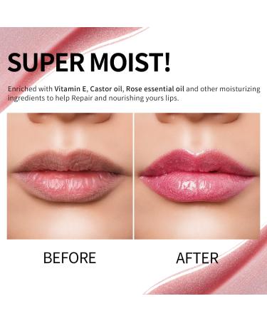 Oulac Lip Gloss Shiny - 3D Liquid Lipstick with Moisture & Rose Damascena Extract | Coral Pink (C05) for Dry Lips - 4.5ml - Buy Online on GoSupps.com
