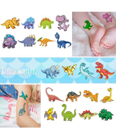 Dinosaur Temporary Tattoos - 120PCS Cute Cartoon Designs for Kids | Waterproof Body Art Stickers for Birthday Party Decor - Buy Online on GoSupps.com