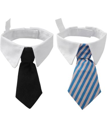 Molain 2 Pcs Pet Cat Dog Bow Tie Cat Collar Bow Tie Adjustable Bowtie for Puppy Party Formal Neck Ties for Dogs & Cats Dog Necktie Costumes for Dogs 30cm/11.8in Black+Blue Stripe Dog Collar Bow Tie 2 Colors Pet Bow Ties - Buy Online on GoSupps.com