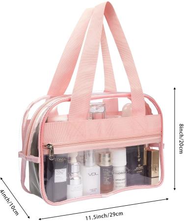 Premium Clear Makeup Cosmetic Toiletry Organizer Bag | Stadium Approved Clear Tote Bag | Mini Clear Purse for Gym, Work, Travel - Pink - Buy Online on GoSupps.com