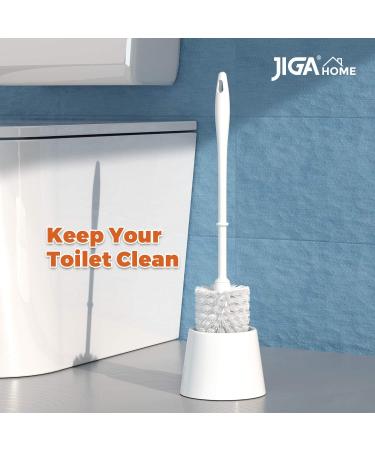 JIGA 3 Pack Toilet Brush Set with Holder - Bathroom Stiff Bristles Scrub Brush White - Buy Online on GoSupps.com