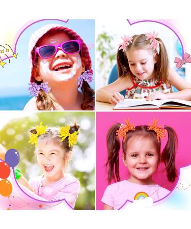 30 Pcs Boutique Baby Girls Artsy Style Bow Hair Ties - Elastic Colored Hair Bands for Toddlers Kids - Buy Online on GoSupps.com